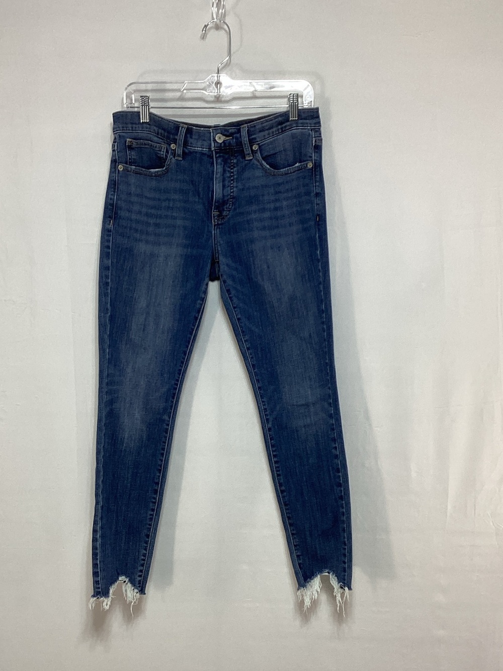 Lucky Brand Size 10 Blue Frayed Hem Cropped Jeans